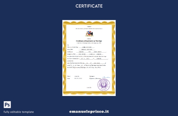 certificato di matrimonio in stile verificato Cile modello Word e PDF